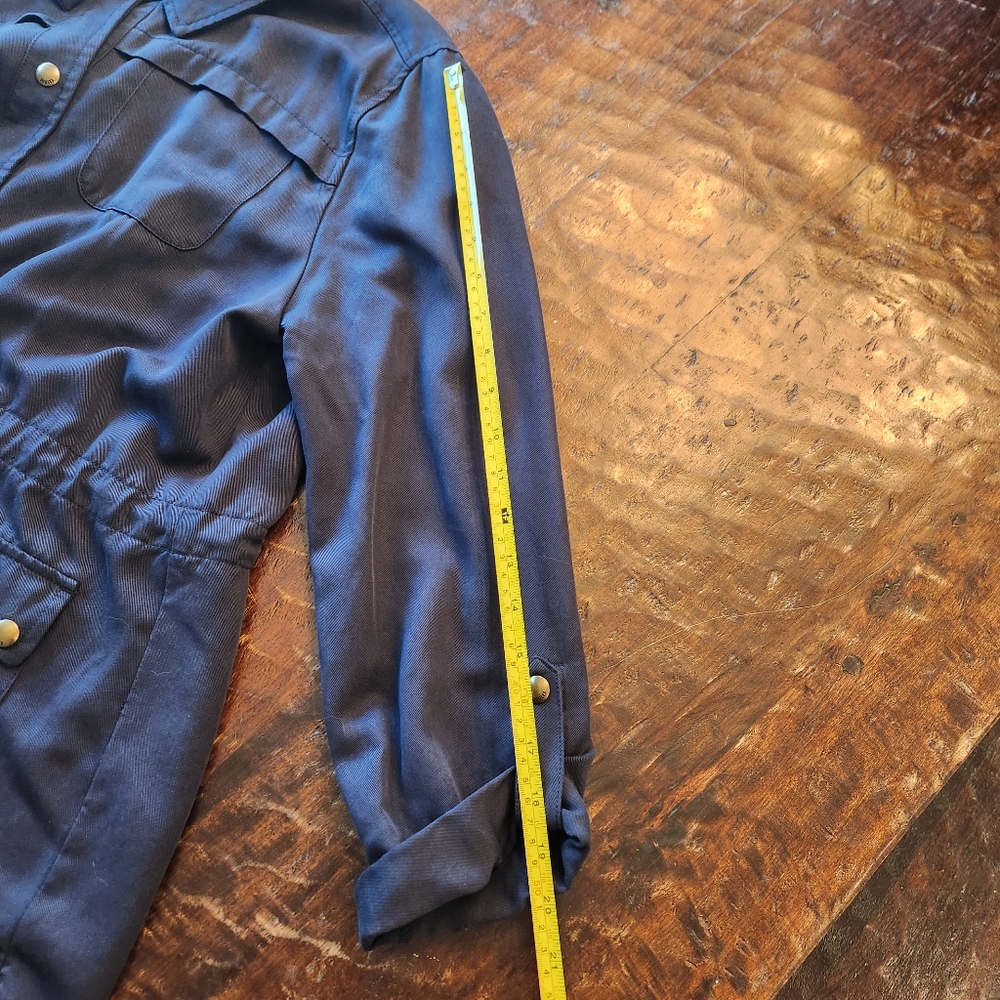 Joules Cassidy Jacket Size 12 Navy Blue Utility Brass Lightweight Shacket - Picture 12 of 16